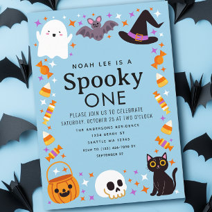 Spooky One Halloween Boys 1st Birthday Invitation