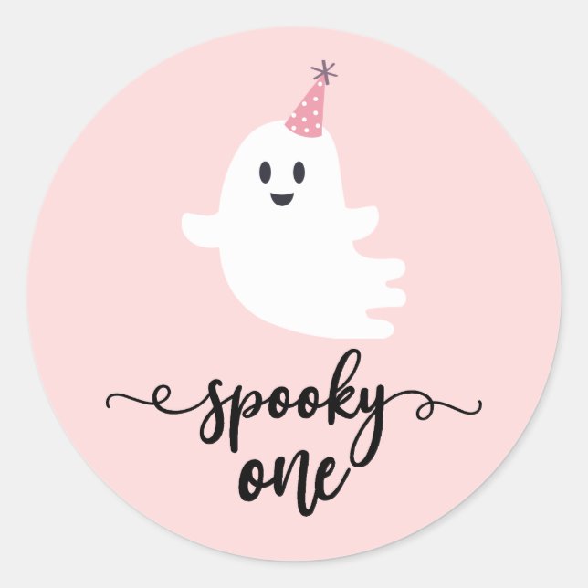 Spooky One Halloween Cute Ghost 1st Birthday Classic Round Sticker (Front)