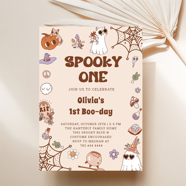 Spooky One Halloween Cute Ghost 1st Birthday  Invitation (Creator Uploaded)