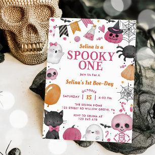 Spooky One Halloween Cute Ghost Birthday Party Invitation