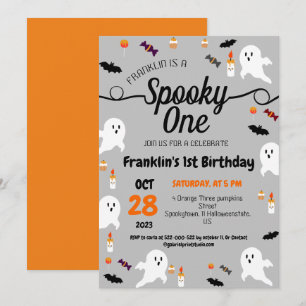 Spooky One  Halloween Cute Ghouls Birthday Party Invitation