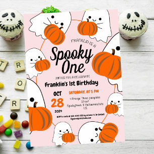 Spooky One  Halloween Cute Ghouls Birthday Party Invitation