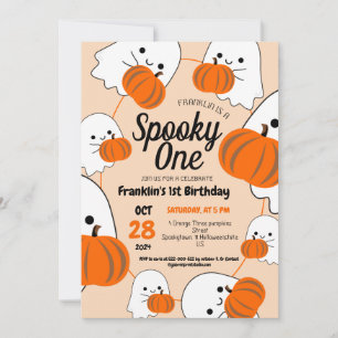 Spooky One  Halloween Cute Ghouls Birthday Party Invitation