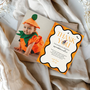 Spooky One Halloween Fall Scary 1st Birthday Photo Thank You Card