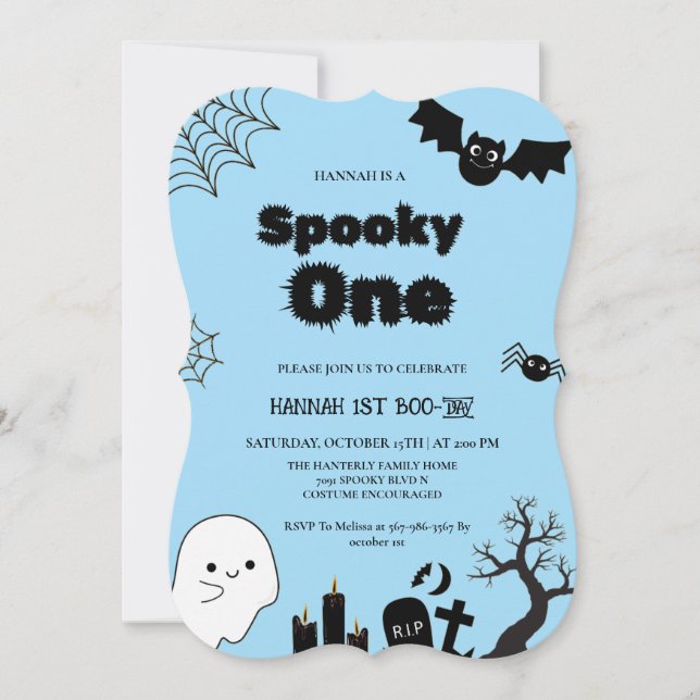 Spooky one Halloween first birthday party (Front)