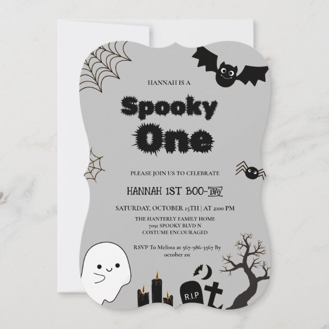 Spooky one Halloween first birthday party (Front)