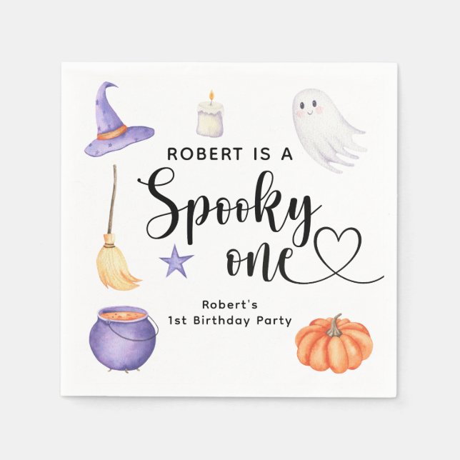 Spooky One Halloween First birthday party Napkin (Front)