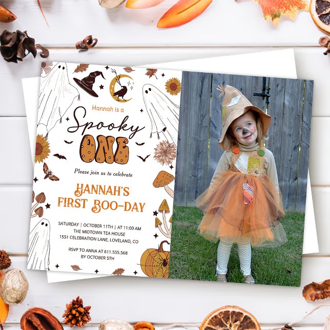 Spooky One Halloween First Birthday Party Photo Invitation (Creator Uploaded)