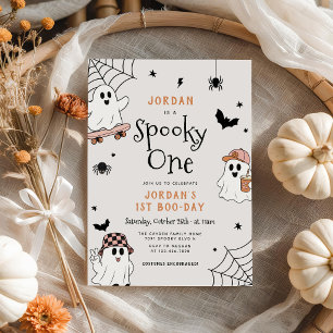 Spooky One Halloween Ghost 1st Birthday Invitation