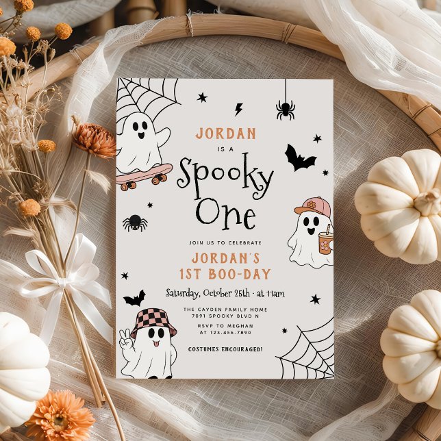 Spooky One Halloween Ghost 1st Birthday  Invitation (Creator Uploaded)