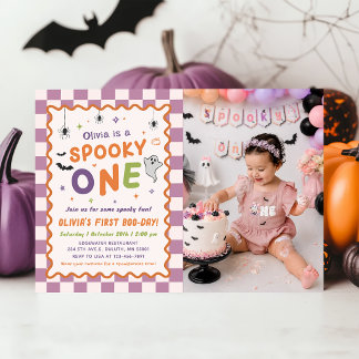 Spooky One Halloween Ghost 1st Birthday Photo Invitation