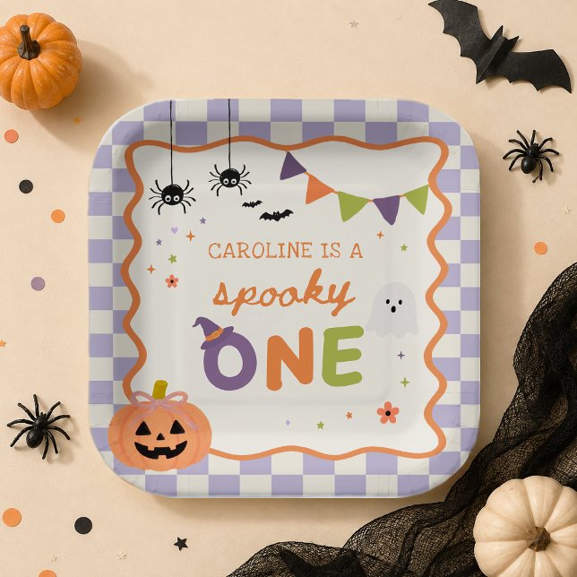 Spooky One Halloween Ghost Birthday Paper Plates (Creator Uploaded)