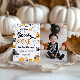 Spooky One Halloween Ghost Birthday Photo Invitation