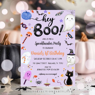 Spooky One Halloween Ghost Boy Birthday Invitation