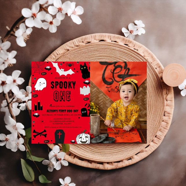 Spooky One Halloween Ghost girl 1st birthday party Invitation (Creator Uploaded)