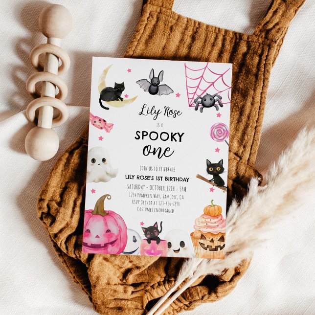 Spooky One Halloween Girl 1st Birthday  Invitation (Creator Uploaded)