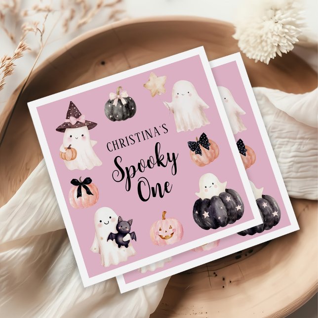 Spooky One Halloween Girl 1st Birthday Party Napkin (Creator Uploaded)