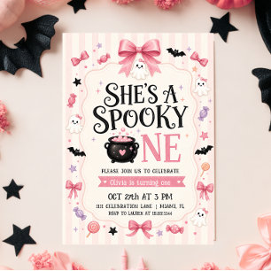 Spooky One Halloween Girl Birthday Invitation