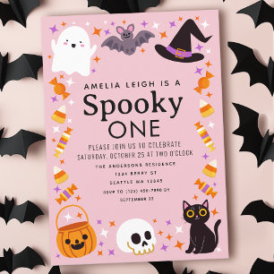 Spooky One Halloween Girls 1st Birthday Invitation