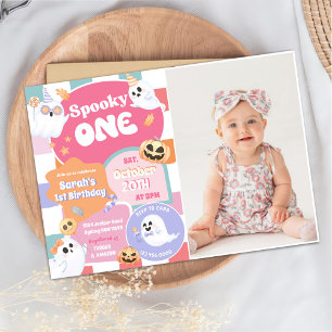 Spooky One Halloween Groovy 1st Birthday Party Invitation