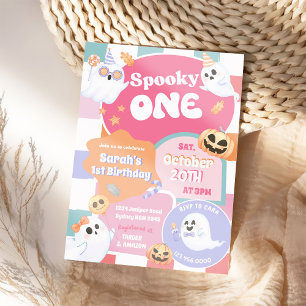 Spooky One Halloween Groovy 1st Birthday Party  Invitation