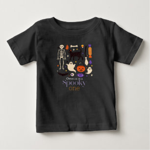 Spooky One Halloween Motifs Black 1st Birthday Baby T-Shirt