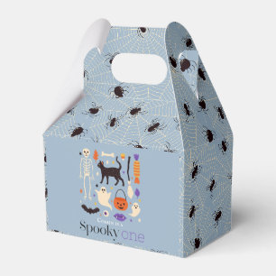 Spooky One Halloween Motifs Blue 1st Birthday Favour Box