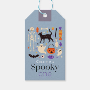 Spooky One Halloween Motifs Blue 1st Birthday Gift Tags