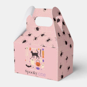 Spooky One Halloween Motifs Pink 1st Birthday Favour Box