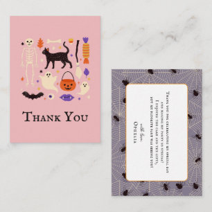 Spooky One Halloween Pink 1st Birthday Thank You Card