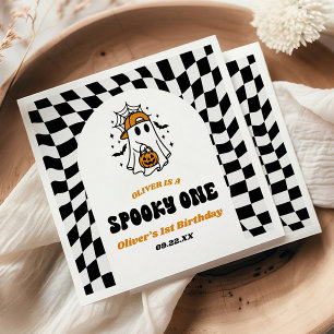 Spooky One Halloween Retro 1st Birthday Party Napkin
