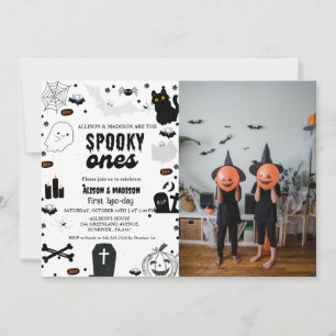 Spooky One Halloween Twin first birthday party In Invitation