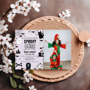 Spooky One Halloween Twin first birthday party Invitation