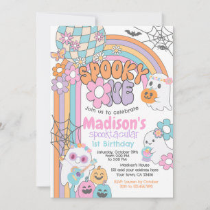 Spooky One Hippie Halloween 1st Birthday Invitation