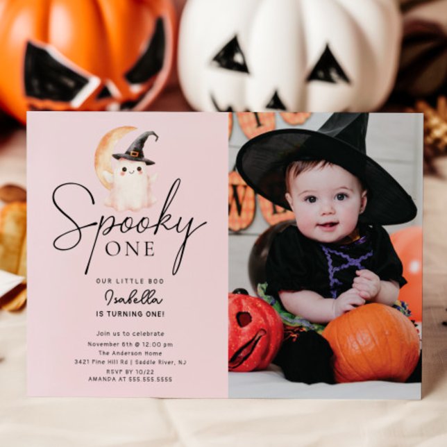 Spooky One Photo Birthday Invitation (Creator Uploaded)