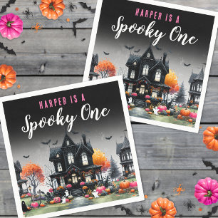 Spooky One Pink Halloween 1st Birthday Napkin