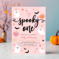 Spooky One Pink Halloween Cute Ghost 1st Birthday