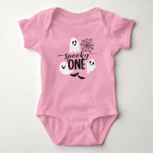 Spooky One Pink Halloween Ghost Baby Bodysuit
