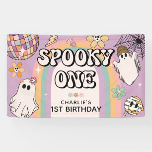 Spooky One Retro 1st Birthday Halloween Party Banner