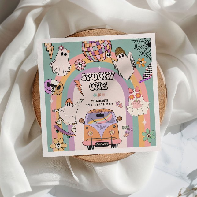 Spooky One Retro Fun 1st Birthday Party Napkin (Creator Uploaded)