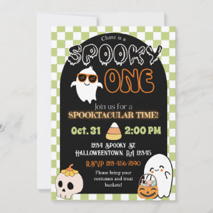 Spooky One, Retro Theme 1st Birthday Invitation