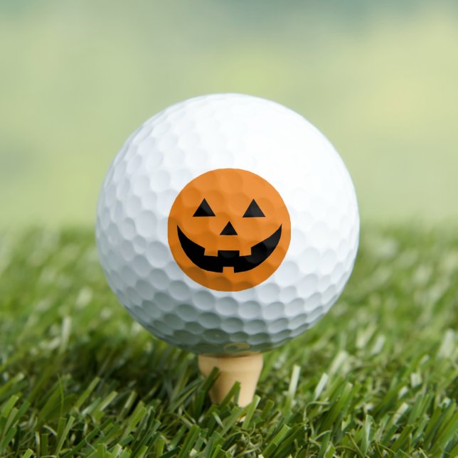 Spooky orange black Jack o lantern funny Halloween Golf Balls (Insitu Tee)