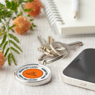 Spooky Orange Black Typography Happy Halloween Key Ring