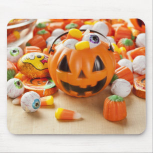 Spooky Orange Halloween Candy Mouse Mat