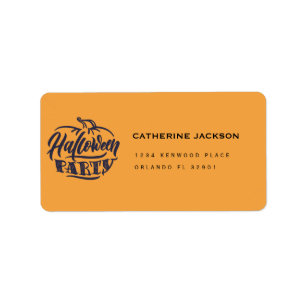 Spooky Orange Halloween Party Return Address Label