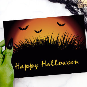 Spooky Orange Happy Halloween Bat Field Card
