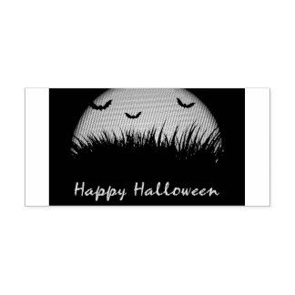 Spooky Orange Happy Halloween Bat Field Rubber Stamp