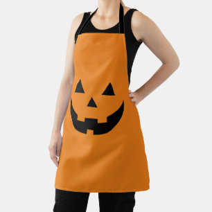 Spooky orange Jack o lantern pumpkin fun Halloween Apron