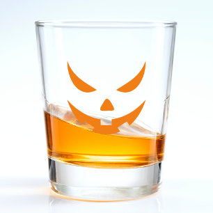 Spooky Orange Jack O Lantern Pumpkin Halloween Shot Glass