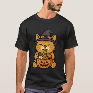 Spooky Orange Tabby Cat Pumpkin Japanese Ramen Noo T-Shirt